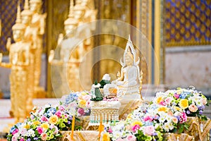 A Lot of Golden Statue standing in the temple