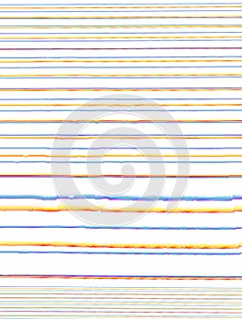 A lot of horizontal multicolored irregular unsmooth stripes on a white background photo