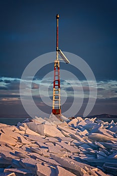 A lot of iceblocks on each other in Lake Balaton