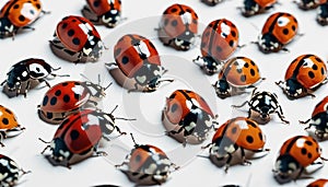 A lot of ladybirds with white background.