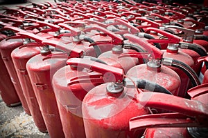 A lot of old fire extinguishers.