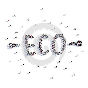 A lot of people form eco, ecology, icon . 3d rendering.