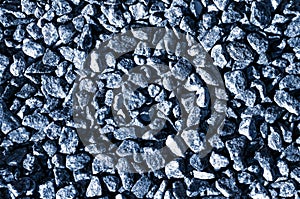 A lot of small blue gray color stones. Abstract background and texture for design. Close up