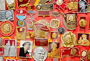 A lot of Soviet Union badges