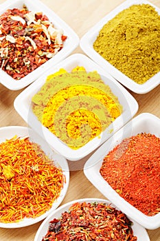 Lot of spices on mat