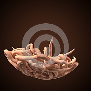 A lot of swarming worms. 3d illustration