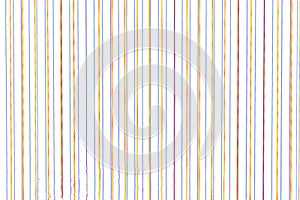A lot of vertical multicolored irregular unsmooth stripes on a white background photo