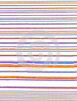 A lot of wide horizontal multicolored irregular unsmooth stripes on a white background photo