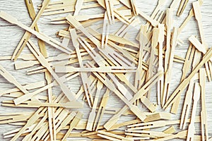 A lot of wooden toothpicks on canapes