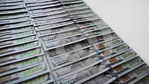 Lots of 100 dollars, american bills. Money banknotes, cash. Finance and investment concept. Rich business economy of USA