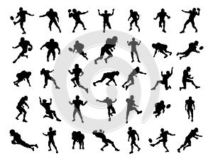 Lots of American Football Player Silhouettes