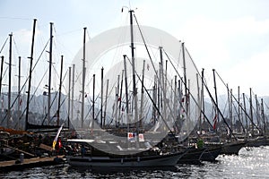 Lots of boats are moored to harbor in Yalikavak Marine.