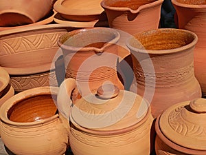 Lots of clay pottery