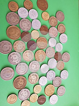 Lots of coin Pakistan currency one two and five Rupees coins