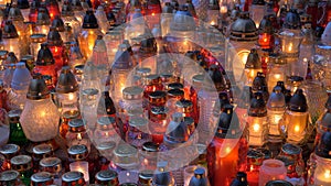 Lots of colorful candle lights at night