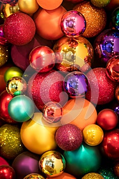 Lots of colorful christmas balls