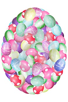 Lots of colorful easter egg, egg shaped isolated on white