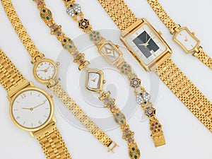 Lots of designed gold watches