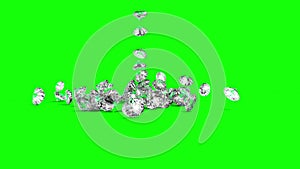 lots of diamonds falling isolated on green background