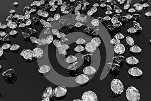 Lots of diamonds on a shiny black background