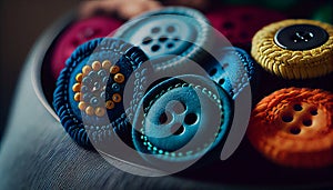 Lots of different buttons close-up