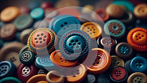 Lots of different buttons close-up