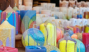 Lots of different and colorful candles