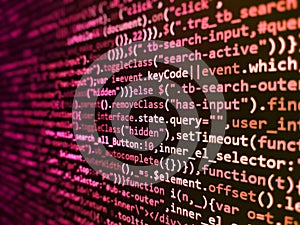 Lots of digits on the computer screen. Binary computer code background, abstract. Database bits access stream visualisation.