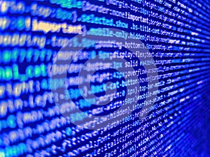 Lots of digits on the computer screen. Php language and coding function developer. Abstract information digital technology modern