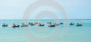 Lots of fishing boats in Weligama bay