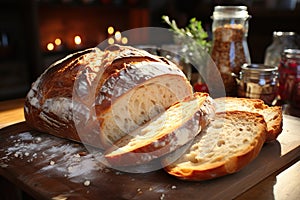 lots of fresh aromatic loafs on factory