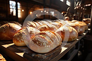 lots of fresh aromatic loafs on factory