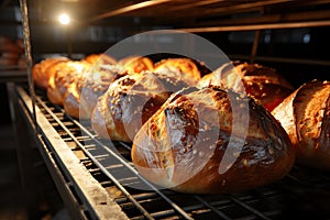 lots of fresh aromatic loafs on factory