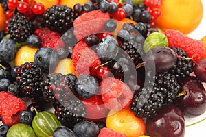 Lots of fresh different berries