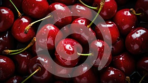 Lots of fresh sweeet cherries background. Food magazine photography. Advertising photography. Commercial photography.