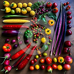 Lots of fresh vegetables, garden products, fresh vegetables concept. Generative AI