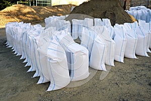 Lots of gravel or sandbags for building and renovation