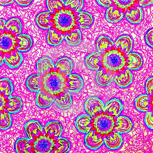 A background of patterned daisy shapes.