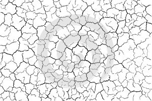 Lots lines of crack ground for abstract background on white background