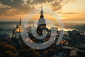 lots of military drons flying in the city