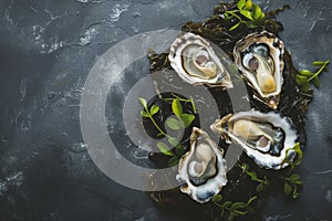 lots of oysters on a plate, in the style of nature-based patterns,