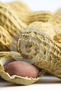 Lots of peanuts - cracked nut - close up view