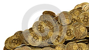 lots of piled up bitcoin coins - 3D rendering