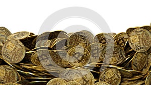 lots of piled up bitcoin coins - 3D rendering