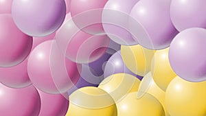 Lots of pink purple yellow balls patterns, happiness and colors with a three-dimensional design with light and shadow.