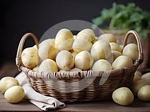 Lots Potatoes in a basket Ai Generated