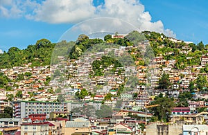 Lots of shantytown favelas on the hill, Fort De France, Martinique, French overseas department photo