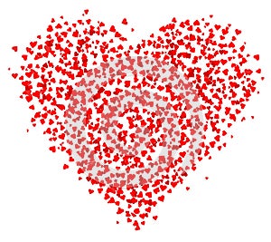 Lots of small Red Hearts composed in one heart shape, decoration for greeting cards about love.