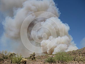 Lots of Smoke from a Small Wildfire Near Apache Junction, Arizona