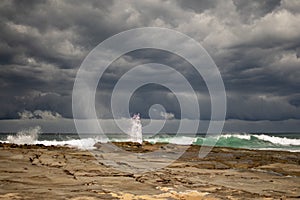 Stormy Sky at Spoon Bay Blowhole Wamberal NSW Central Coast Australia